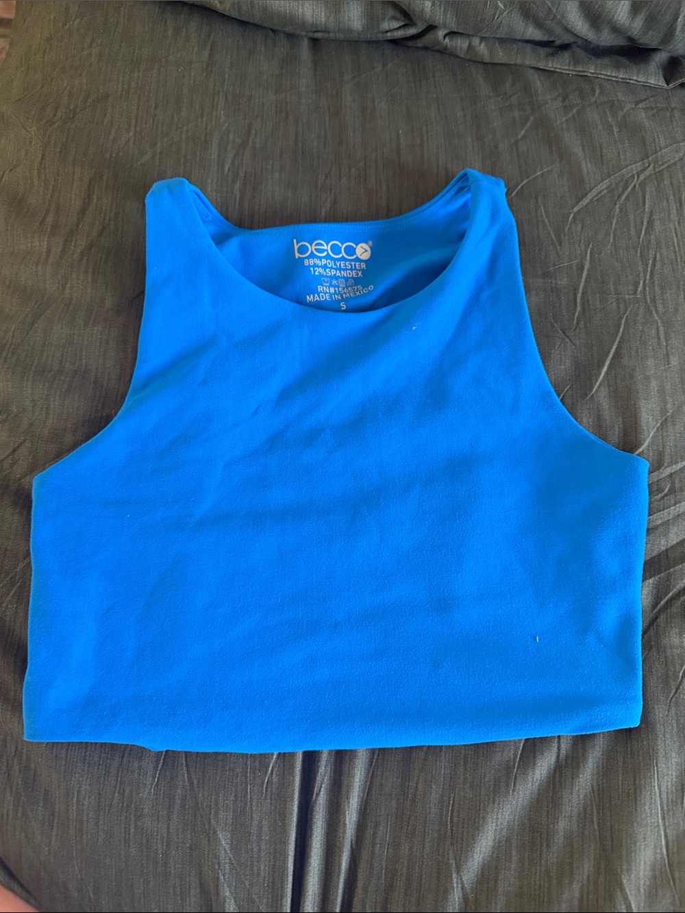 Becco Electric Blue High-Neck Crop Top